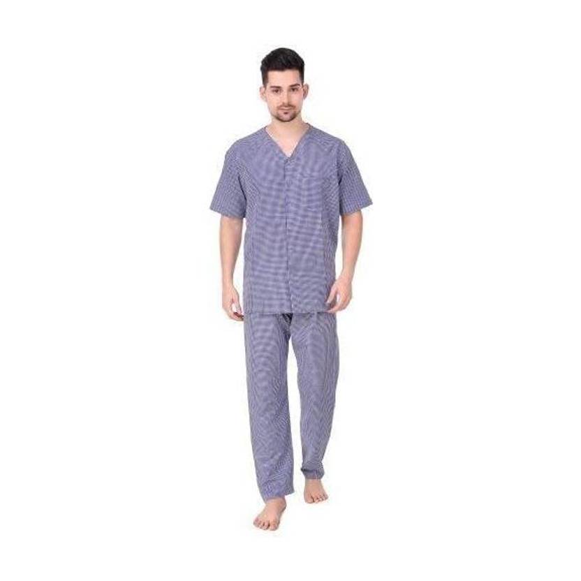 AVNEEL Patient Dress Blue Check -40 Shirt,pant (SIZE L) Pant, Shirt Hospital Scrub