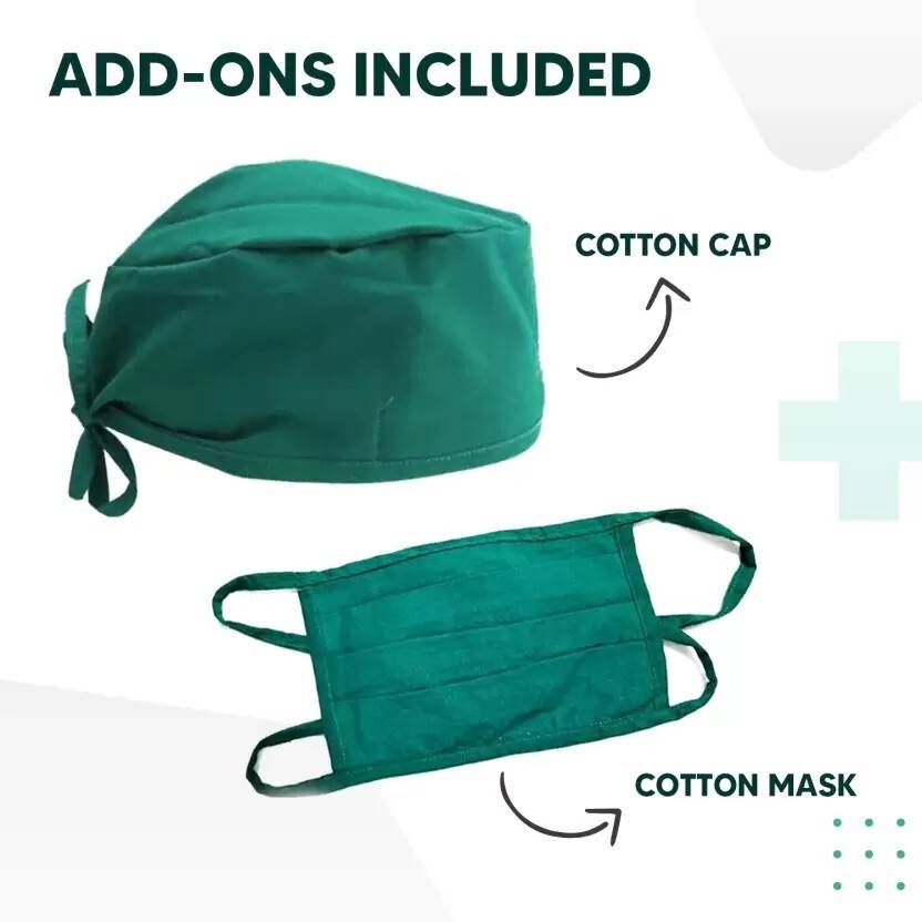 SEEMESH Cotton Head Cap Face Mask Set of 1 Gown Hospital Scrub