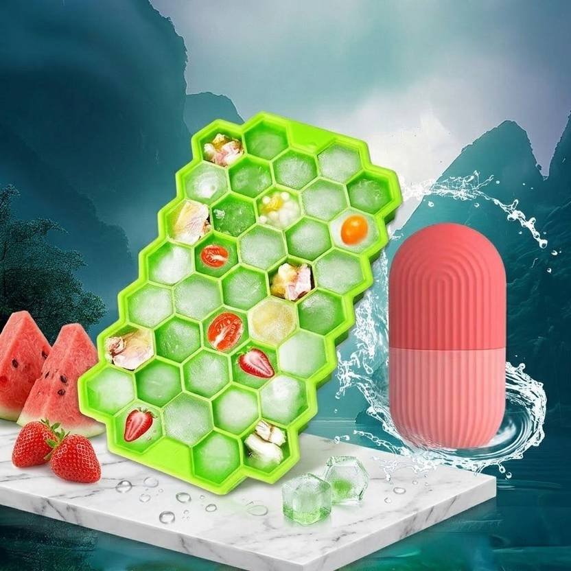 DeoDap Multicolor Plastic, Silicone Ice Cube Tray