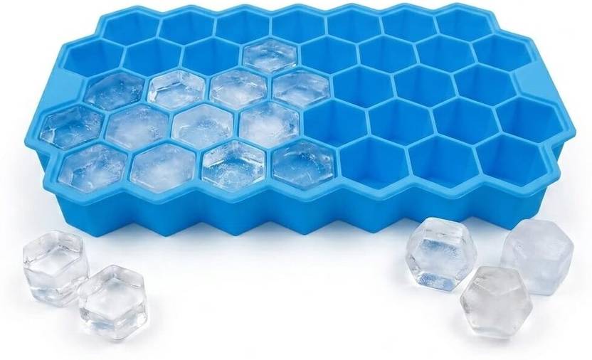 Anilultra Silicone Honeycomb Ice Cube Tray | 37 Cavity Flexible Freezer Mould Small Blue Silicone Ice Cube Tray