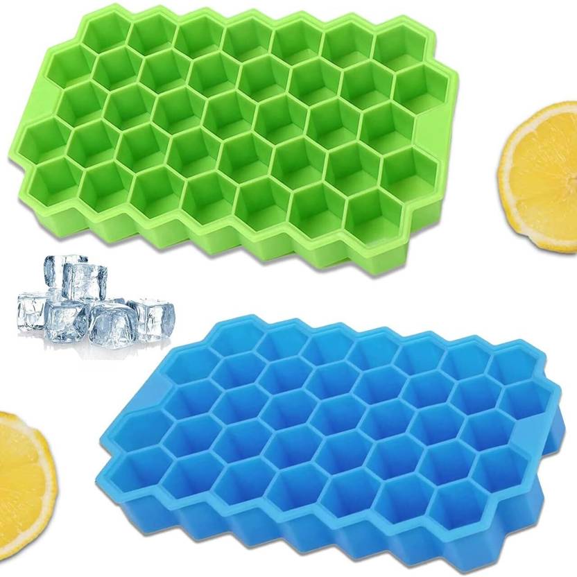 BUYERSMART pack of green and blue silicon ice cube tray. Multicolor Silicone Ice Cube Tray