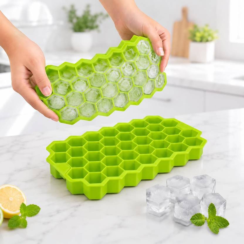 Avikam Silicone Ice Cube Tray with Easy Release, Large Hexagon Ice Maker Mould Green Silicone Ice Cube Tray