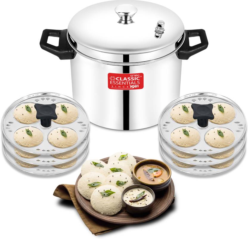 Classic Essentials Stainless Steel Idli Cooker with 6 Plates, 24 Idlis