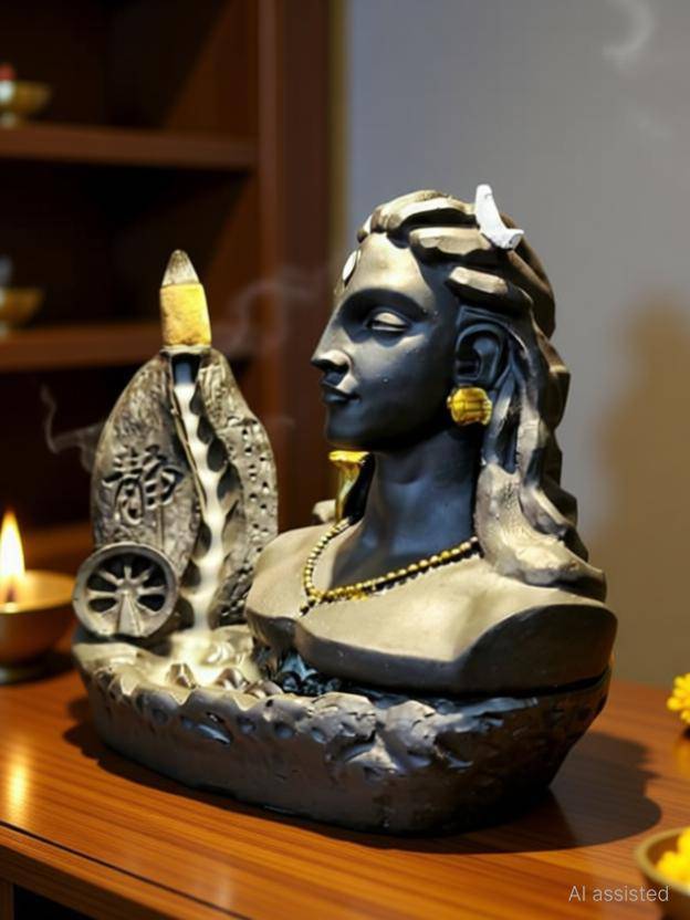 seva shope Adiyogi Lord Shankar Idol for Home Decor, Gift & Pooja 16.5 cm x 11 cm x 13 cm Polyresin Incense Holder