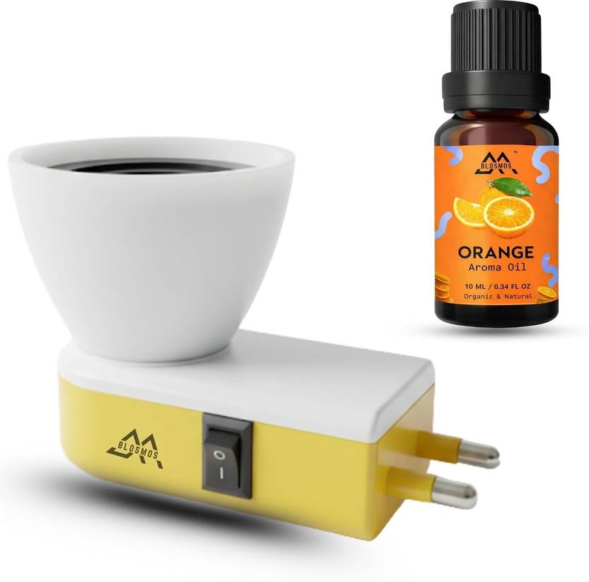 BLOSMOS Electric Plug-in Aroma Diffuser with Lavender Aroma Oil (10 ml) Plastic Incense Holder Set
