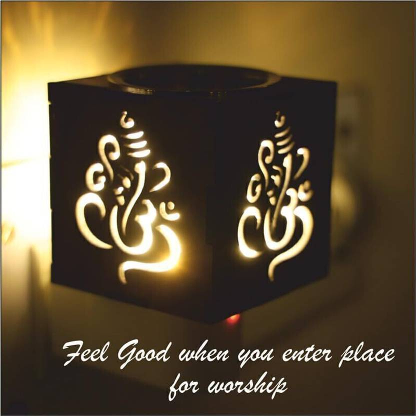 BFAAST Ganesha Electrical Carved Pattern Wooden Kapoor Dani & Essential Oil Diffuser Wooden Incense Holder