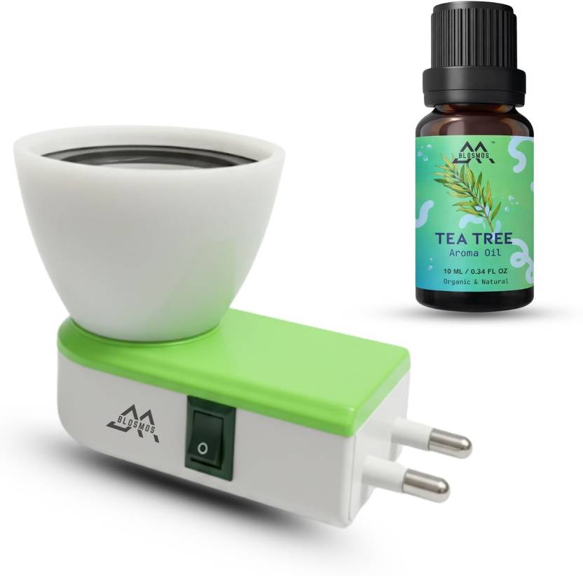 BLOSMOS Electric Plug-in Aroma Diffuser with Lavender Aroma Oil (10 ml) Plastic Incense Holder Set