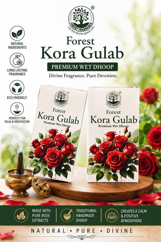 Forest Fragrance FOREST KORA GULAB ( PREMIUM WET DHOOP ) PURE GULAB, KORA GULAB, PERFECT FOR PRESENCE