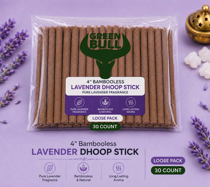 green bull 30+ Lavender Premium Loose Bambooless Dry Dhoop Stick | 100gm | Lavender
