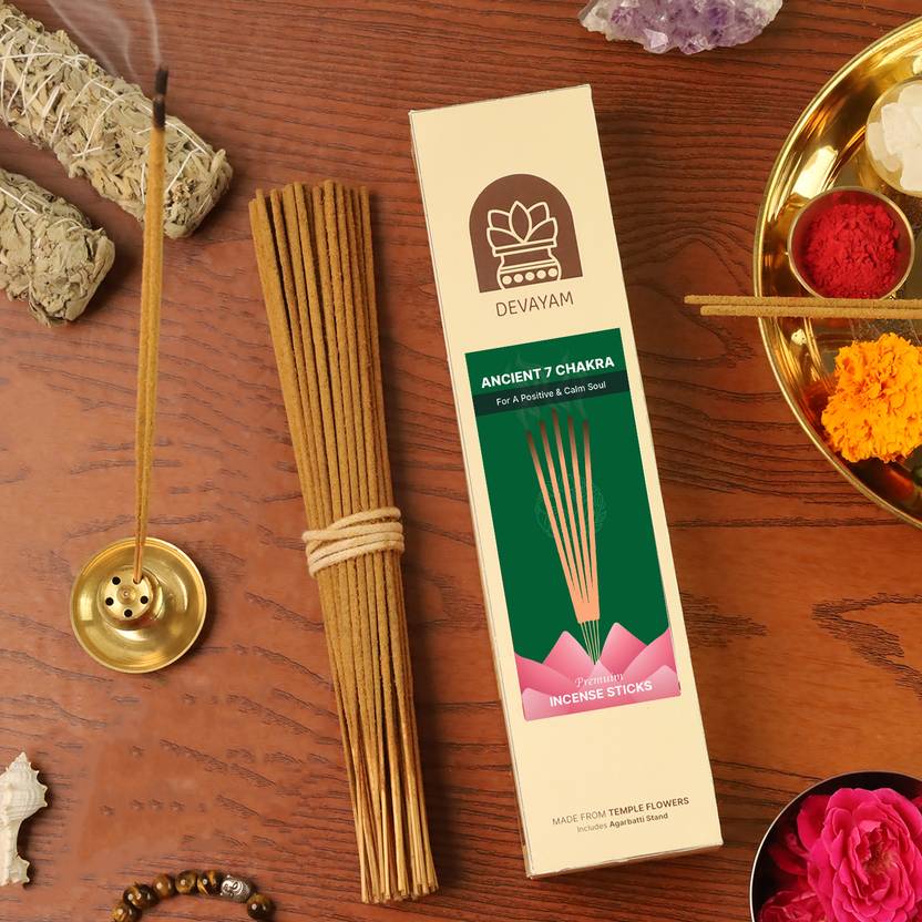 DEVAYAM Premium Seven Chakra, 60 Incense Sticks Natural Chandan