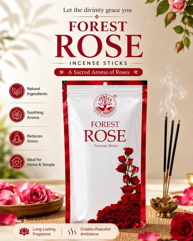 Forest Fragrance FOREST STRONG ROSE { PERFECT FOR A MOVEMENT } ROSE, INCENSE STICK, PERFECT FOR POOJA