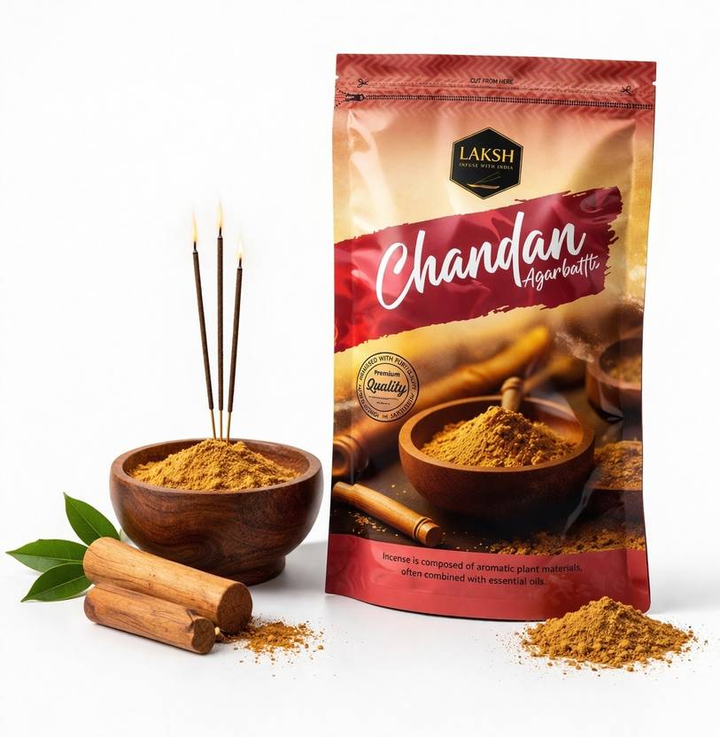 Laksh Premium Chandan Agarbatti (Sandalwood Incense Sticks) – Natural, Long-Lasting Chandan