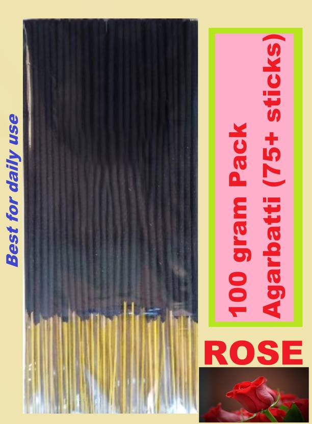 Aaradhyapriyal 100 Gram Rose Black Agarbatti for Pooja Super Trendy incense stick, Collection For Negative Energy, (75+ Sticks)