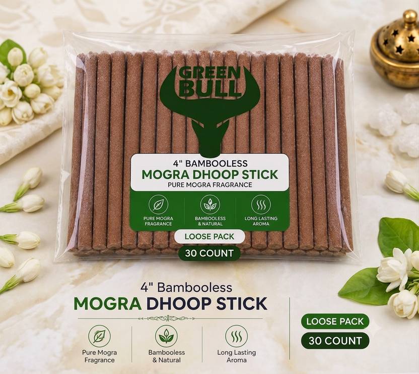 green bull Mogra Premium Loose Bambooless Dry Dhoop Stick | 30 Sticks | Mogra