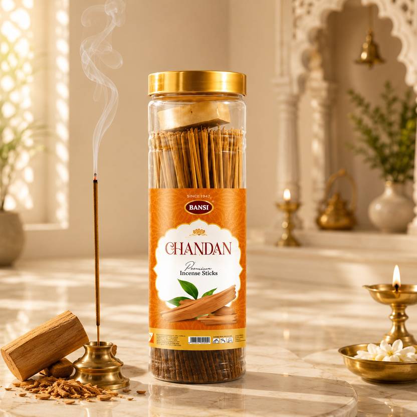 BANSI Chandan/ Sandalwood Agarbatti- Premium Incense Stick |No Charcoal Puja Agarbatti SANDAL, WOODY, CHANDAN