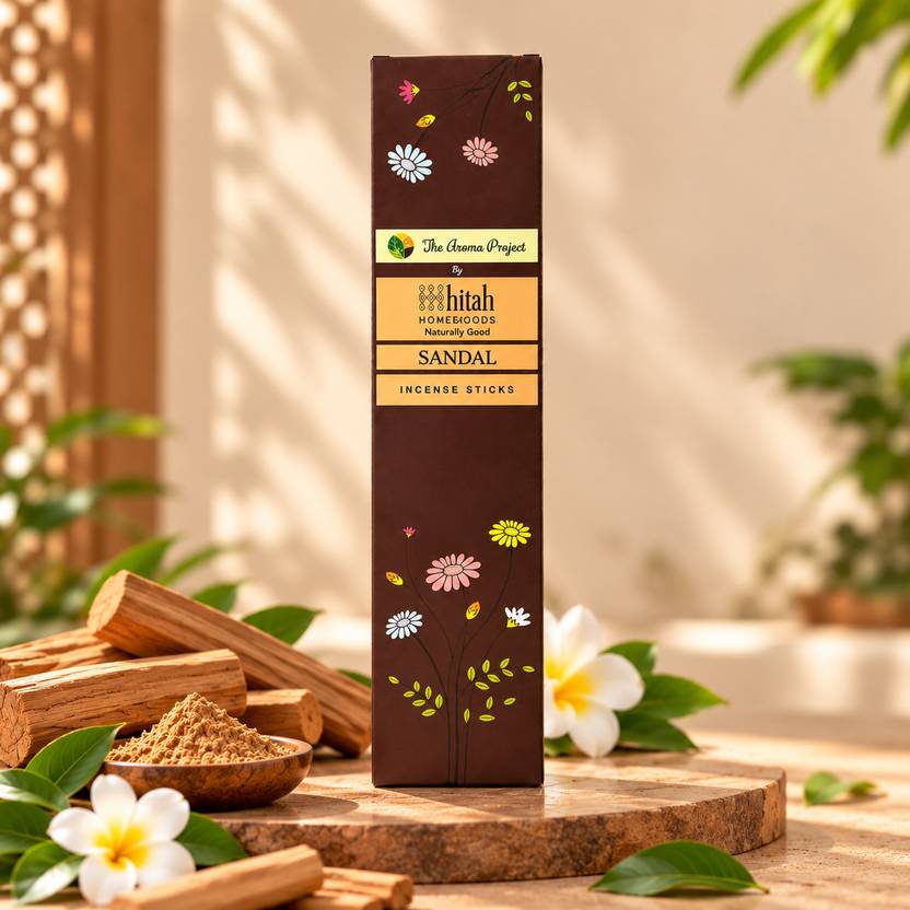 Hitah Sandal Incense Sticks| Sandal Agarbatti | Pack of 1 | Pooja & Meditation sandel