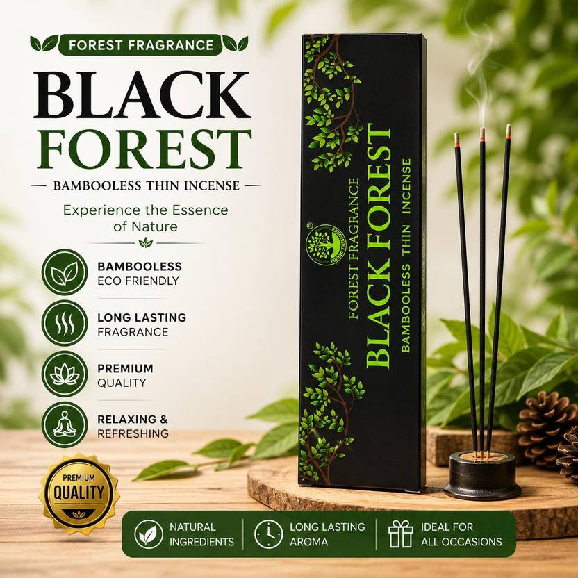 Forest Fragrance CHITA STRONG BAMBOLESS BLACK FOREST DHOOP STICKS BLACK FOREST, PREMIUM FRAGRANCE, STRONG AND ELEGANT, AROMATIC, LONG LASTING FRAGRANCE