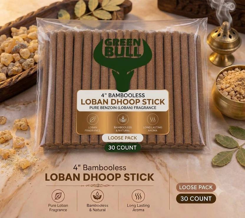 green bull Loban Premium Loose Bambooless Dry Dhoop Stick | 30 Sticks | Loban