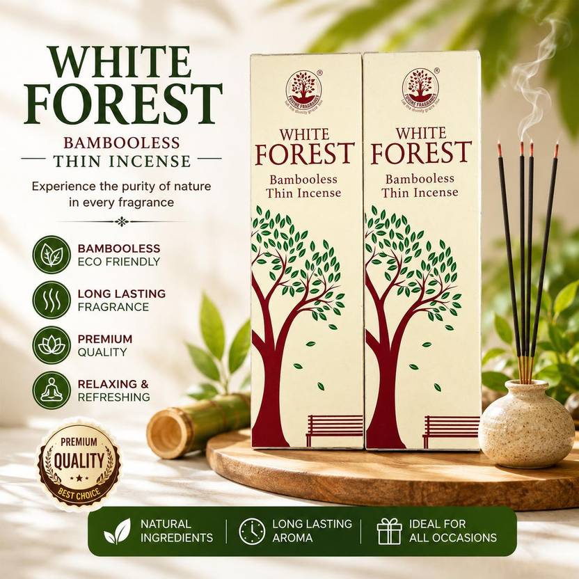 Forest Fragrance WHITE FOREST PREMIUM BAMBOLESS DHOOP STICK WHITE FOREST, RICH FRAGRANCE, PREMIUM FRAGRANCE