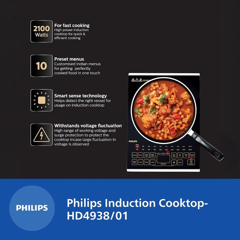 PHILIPS 2100W Induction Cooktop Black HD4938/01 - Image 5