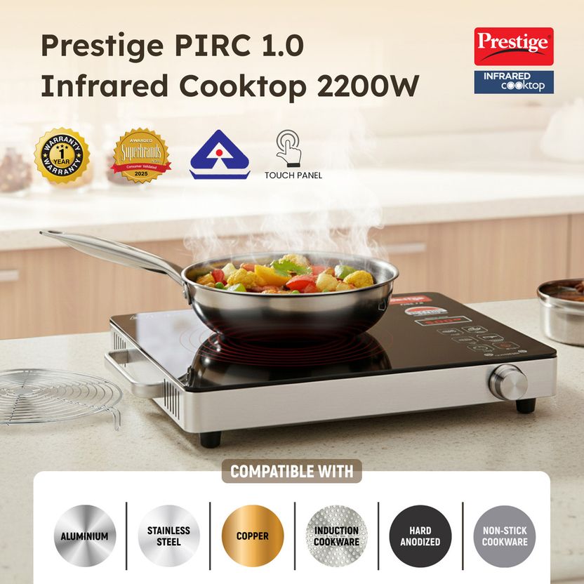 Prestige 2200 W रेडिएंट कुकटॉप टच पैनल (काला, PIRC 1.0) - Image 2