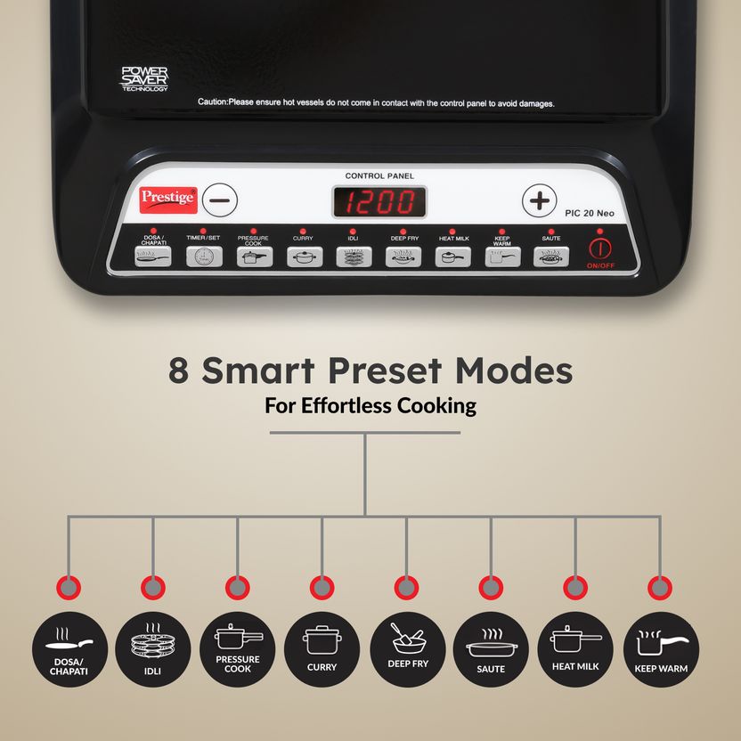 Prestige 1600W Induction Cooktop Black PIC 20 NEO - Image 5