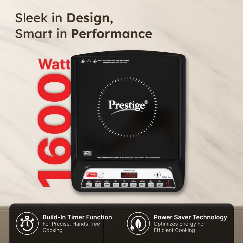 Prestige 1600W Induction Cooktop Black PIC 20 NEO - Image 3