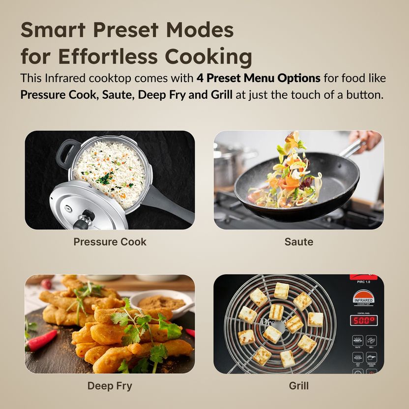 Prestige 2200 W रेडिएंट कुकटॉप टच पैनल (काला, PIRC 1.0) - Image 5