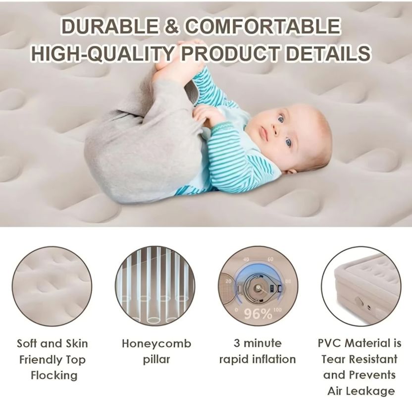 Anshi Inflatable Air Bed Mattress Sofa with Pump, Pillow & Storage - Image 4