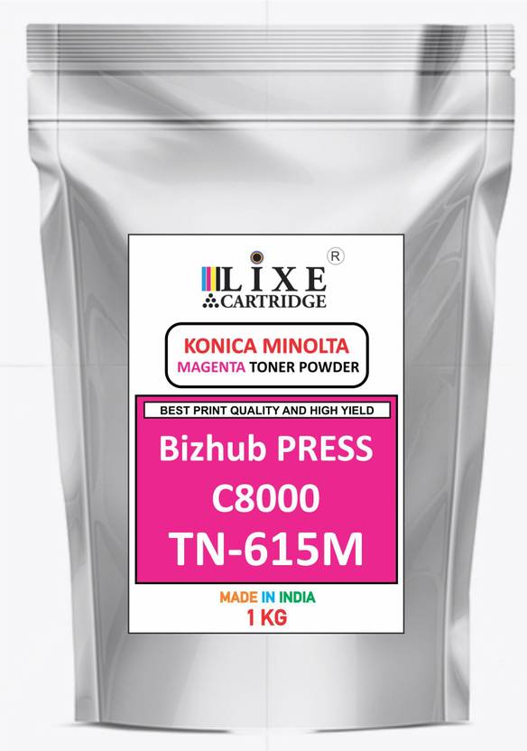 LiXE CARTRIDGE FOR BIZHUB PRESS C8000 (TN-615M) 1Kg Magenta Ink Toner ...