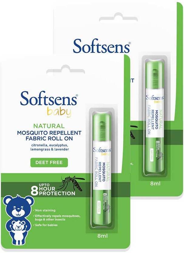 Softsens Natural Mosquito Repellent Fabric Roll-On - 8ml - Pack of 2