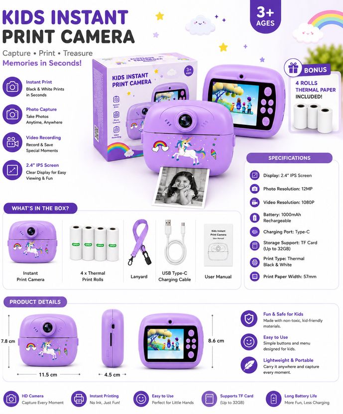 LIVORA Kids Instant Print Camera - Image 4