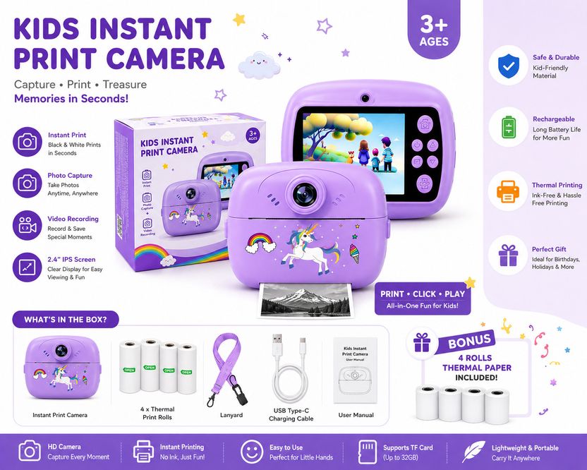 LIVORA Kids Instant Print Camera - Image 3
