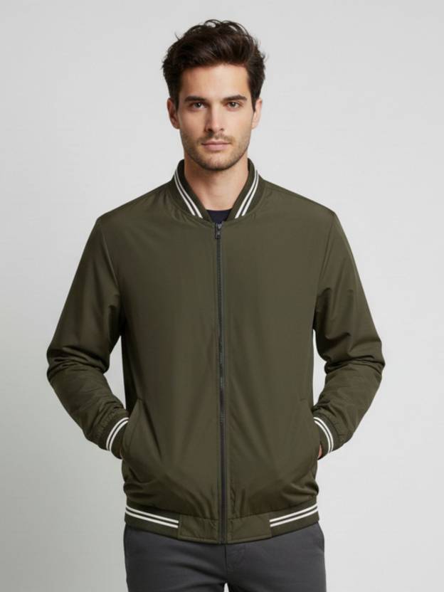 TIMBER HITCH Men Solid Bomber Jacket