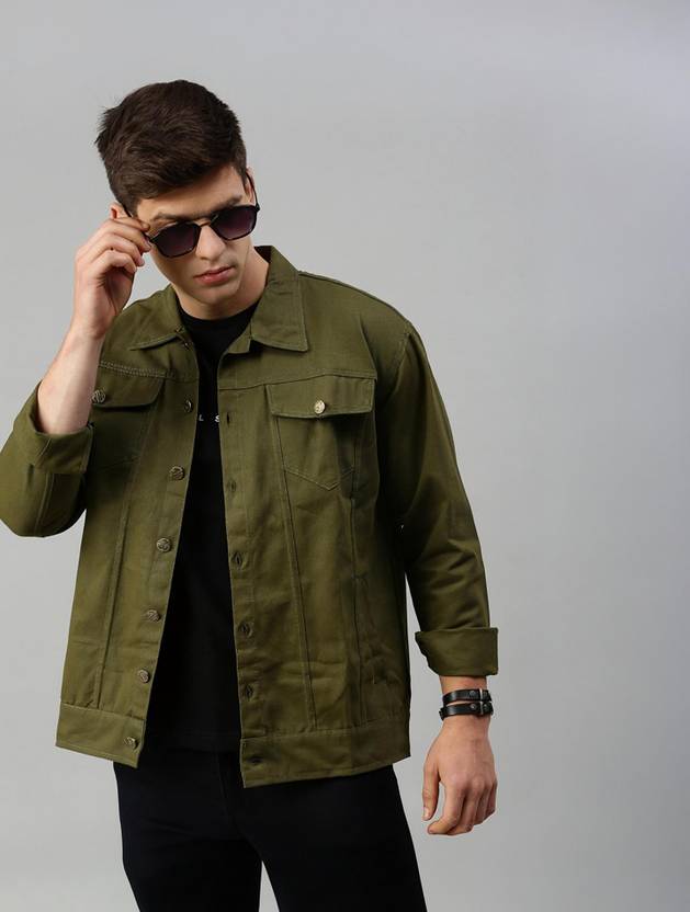 VOXATI Men Solid Denim Jacket