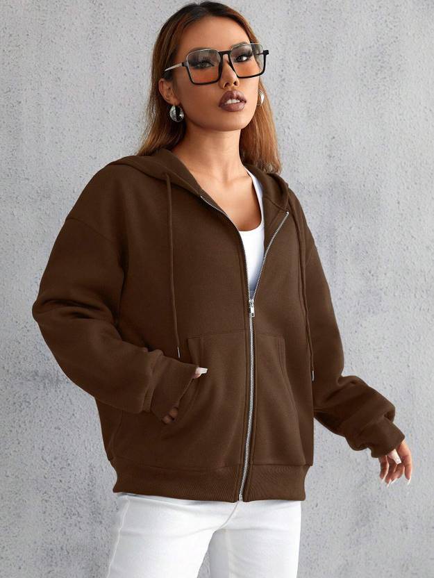 IMSA MODA Women Full Sleeve Solid Hooded Sweatshirt