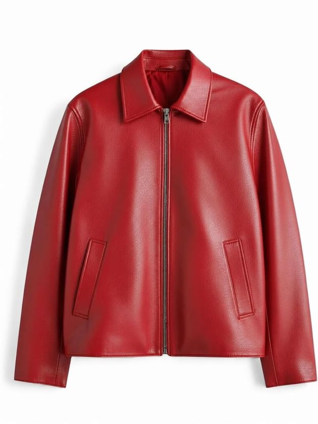 Zaraa Men Solid Leather Jacket - Image 1