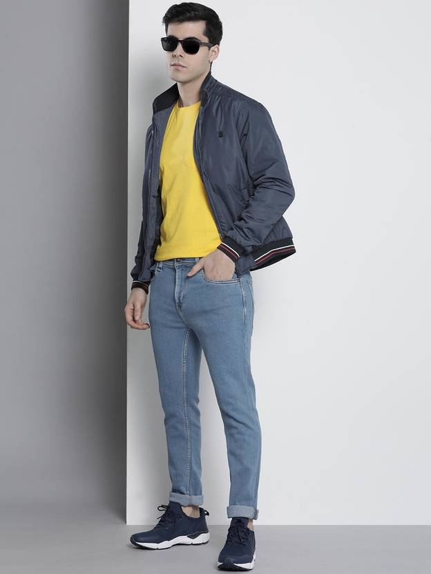 Men Solid Bomber Jacket