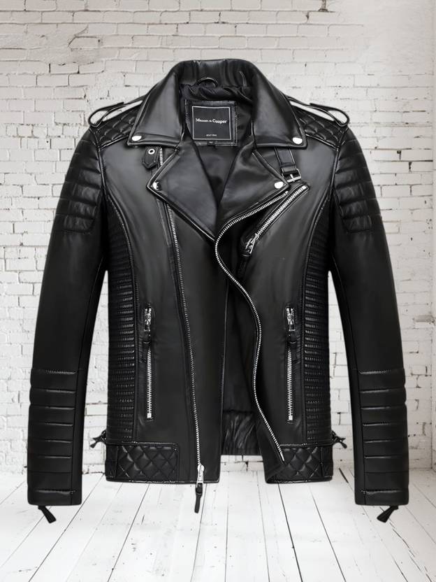 febric collection Men Solid Leather Jacket