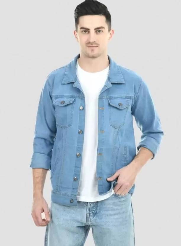 linaria Full Sleeve Solid Men Denim Jacket