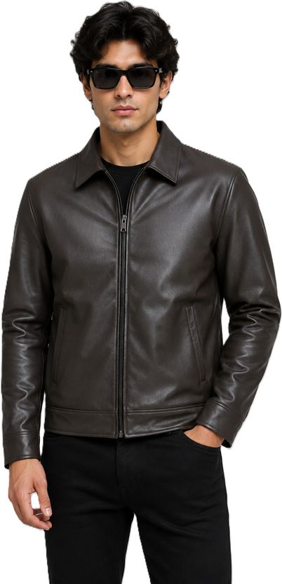 Elite Fame Men Solid Leather Jacket - Image 6