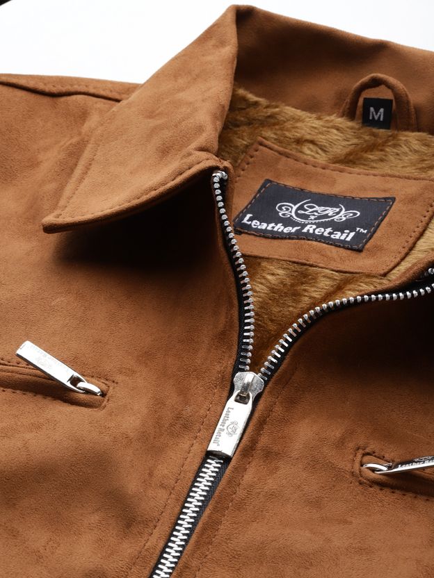 Leather Retail पुरुषों के लिए सॉलिड फुल स्लीव जैकेट - Image 4