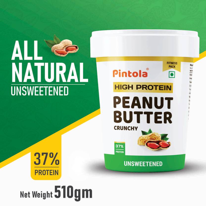 Pintola All Natural HIGH Protein Peanut Butter (Crunchy) 510 g Price in