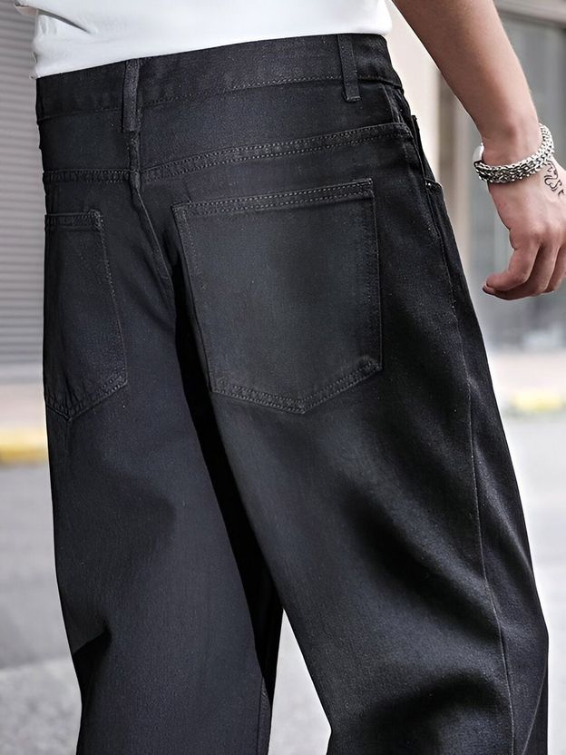 KOTTY Men Loose Fit Low Rise Black Jeans - Image 5