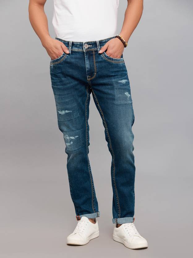 ROOKIES Men Skinny Low Rise Dark Blue Jeans
