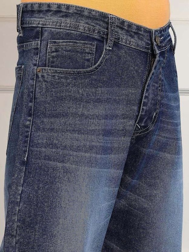 DENWOX Men Straight Fit Mid Rise Dark Blue Jeans - Image 4