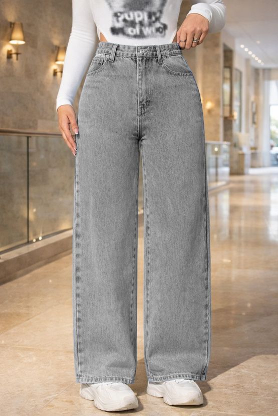 flying girls Women Relaxed Fit High Rise Grey Jeans - Image 4