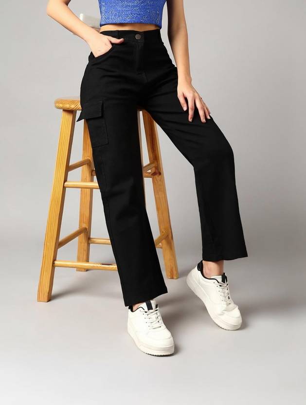 MERCEL Women Straight Fit High Rise Black Jeans