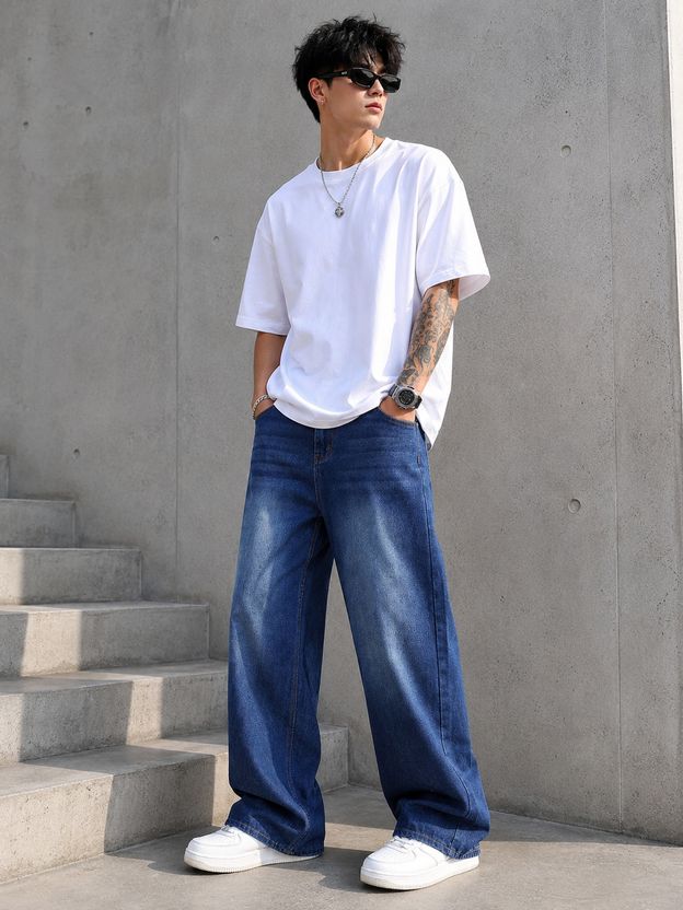 MEBOY Men Loose Fit Mid Rise Blue Jeans - Image 4