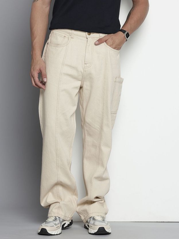WAYKING Men Beige Loose Fit Mid Rise Jeans - Image 6